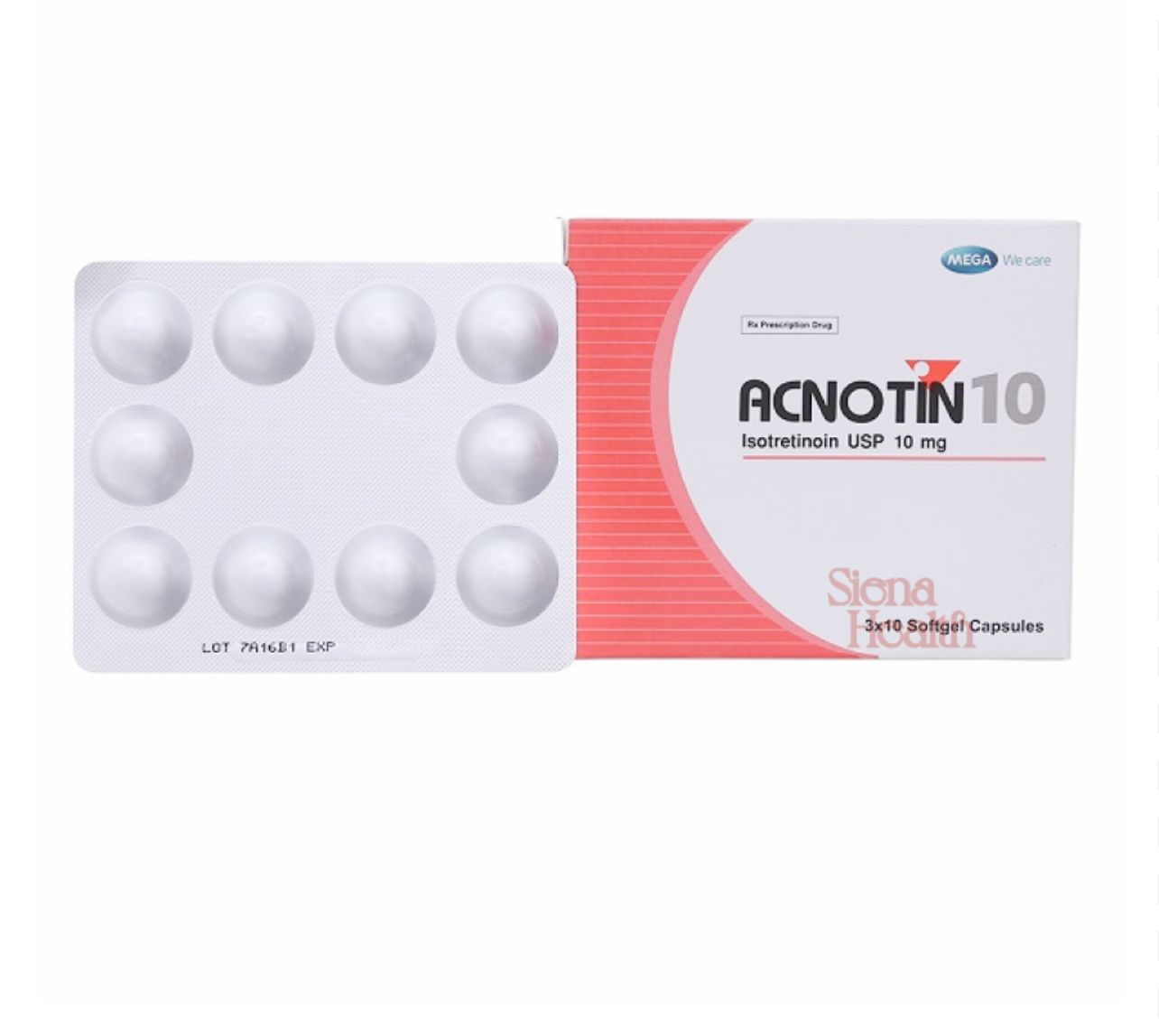 Acnotin Isotretinoin 10mg mega (B/3*10 Caps) - បាយមេដ ខេមបូឌា - Buymed ...