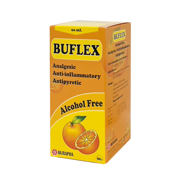 Buflex syrup (มีกล่อง) 100mg/5ml รสส้ม BURAPHA (Bottle/60ml) - Buymed ...