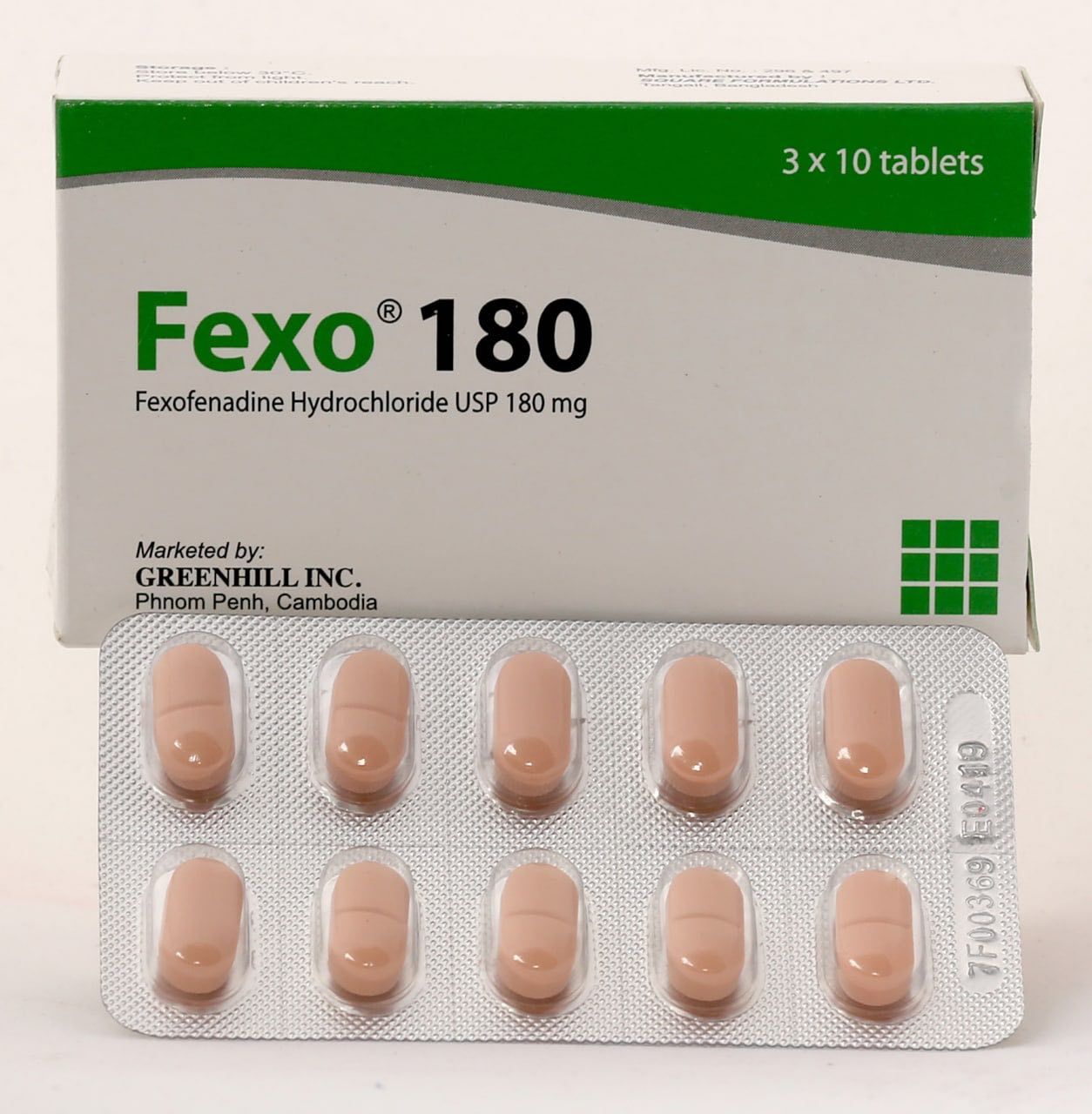 Fexo 180mg Tab Square (B/3x10 Tabs) - បាយមេដ ខេមបូឌា - Buymed Cambodia ...