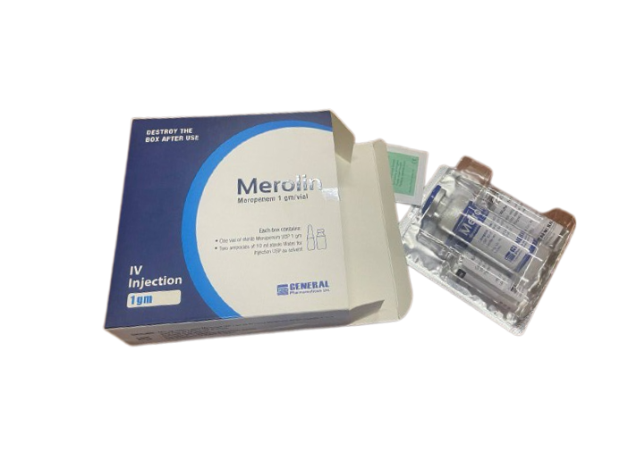 Merolin meropenem 1000mg general pharma (box/1vial+2amp)... - បាយមេដ ...