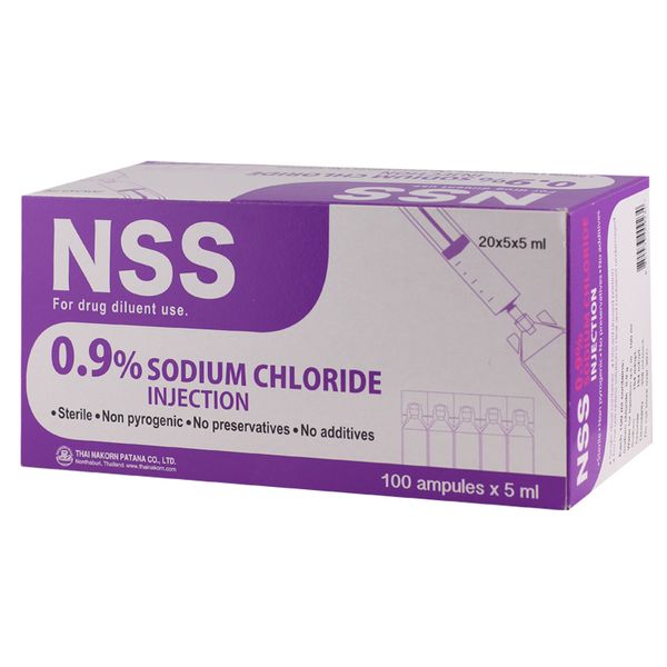 NSS 0.9% sodium chloride injection TH NAKORN (Box/100s/5ml) - Buymed ...