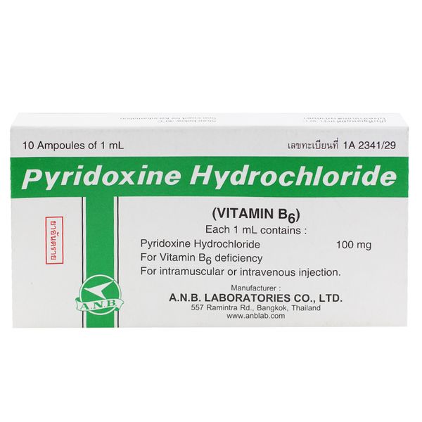 Pyridoxine hydrochloride injection (Vitamin B6) 100mg/ml A.N.B. (Box ...