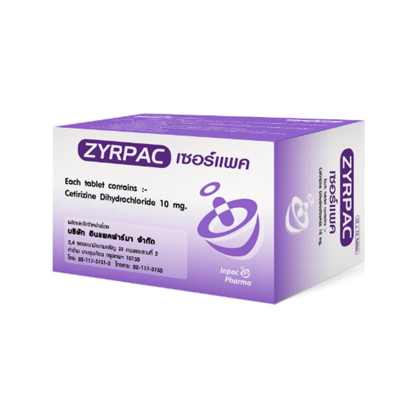 Zyrpac 10mg INPAC (Box/100s) - Buymed Thailand - ซื้อยาที่บายเมดถูกกว่า