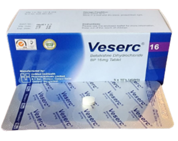 Veserc Betahistine 16mg Unined (Box/50tablets) - បាយមេដ ខេមបូឌា ...