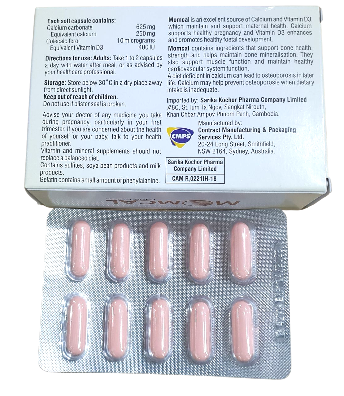 Momcal calcium + vitamin D3 caps (box/ 30 soft caps) - បាយមេដ ខេមបូឌា ...