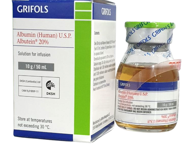 Albutein Inj 20% 50ml Grifols (B/1Vial) - បាយមេដ ខេមបូឌា - Buymed ...