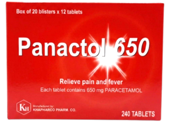 Panactol Paracetamol 650mg Khapharco (Box/240tablets) - បាយមេដ ខេមបូឌា ...
