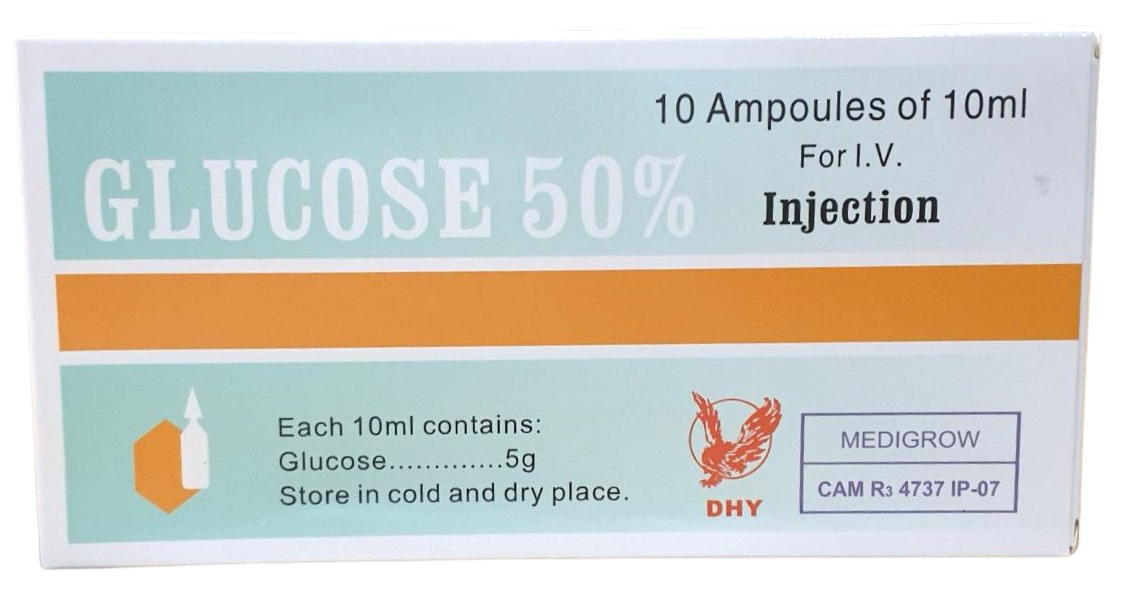 Glucose 50% injection dhy (box/10amp/10ml) - បាយមេដ ខេមបូឌា - Buymed ...